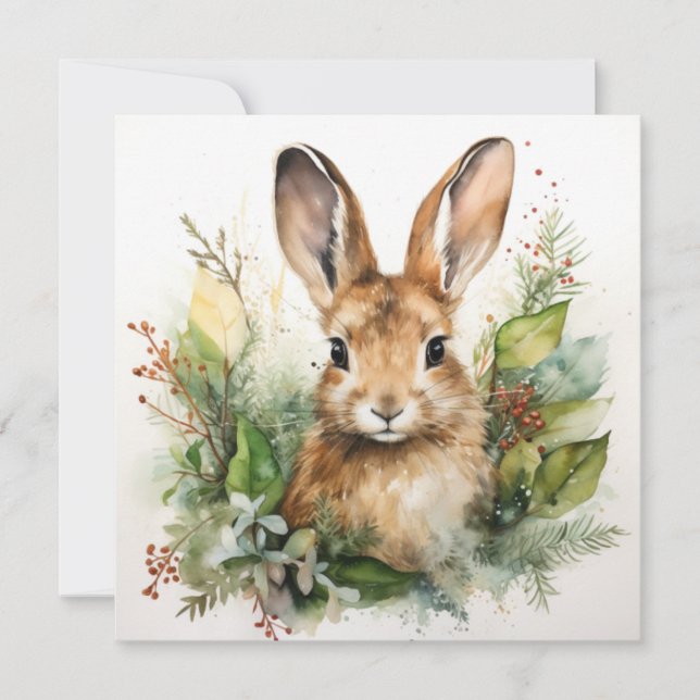 Cartes Pour Fêtes Annuelles Collection de pelouse : Lapin de Noël (Devant)