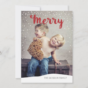 Cartes Pour Fêtes Annuelles Collection Joyeuse Snowfall Noël Photo Rouge