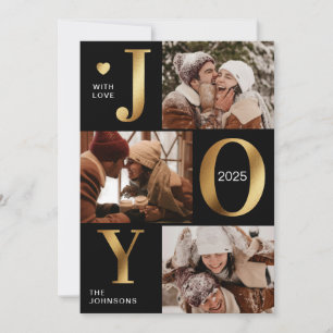 Cartes Pour Fêtes Annuelles Collection photo Black Gold chic moderne Joie Noël