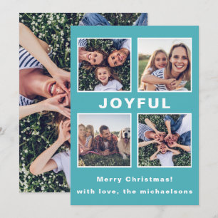 Cartes Pour Fêtes Annuelles Collection photo bleu de Noël Joyful moderne