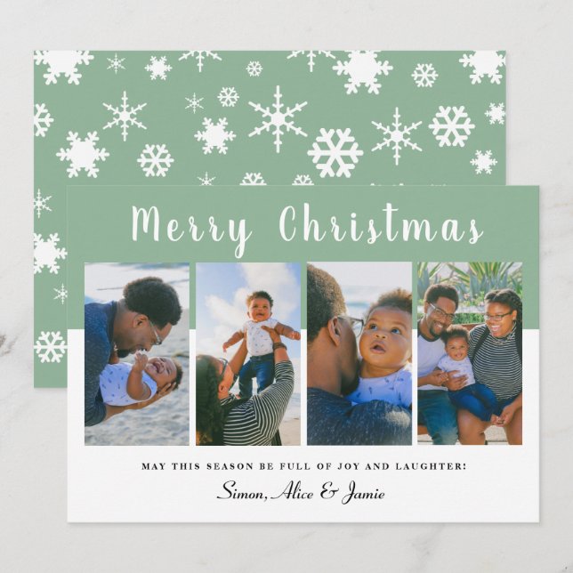 Cartes Pour Fêtes Annuelles Collection photo moderne élégante Joyeux Noël (Devant / Derrière)