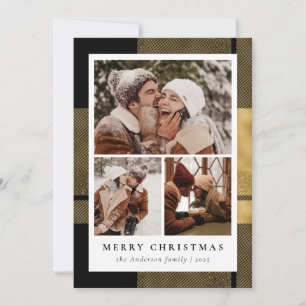 Cartes Pour Fêtes Annuelles Collection photo moderne et élégant Noir Or Noël