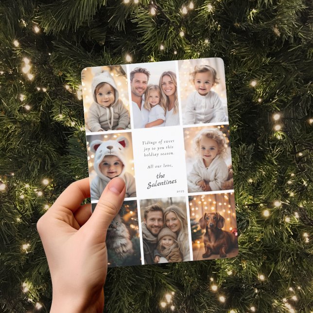 Cartes Pour Fêtes Annuelles Collection photo moderne Noël personnalisé (Modern Family Photo Collage Personalized Christmas Holiday Card)