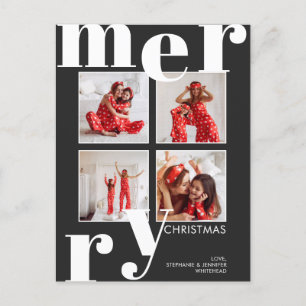 Cartes Pour Fêtes Annuelles Collection photo noire de Joyeux Noël moderne