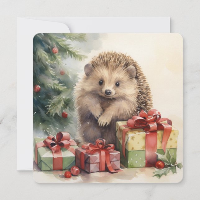 Cartes Pour Fêtes Annuelles Collection Woodlawn : Hérisson de Noël (Devant)