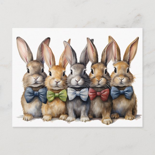 Cartes Pour Fêtes Annuelles Collet cravate lapin aquarelle (Devant)