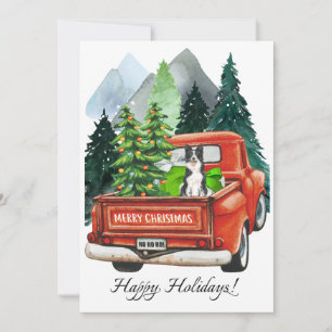 Cartes Pour Fêtes Annuelles Colley de frontière de Noël et camion vintage aqua