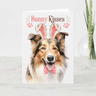 Cartes Pour Fêtes Annuelles Collie Chien à Bunny Oreilles pour Pâques