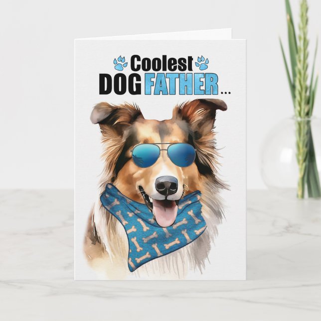 Cartes Pour Fêtes Annuelles Collie Chien Coolest Papa Fête des pères (Devant)