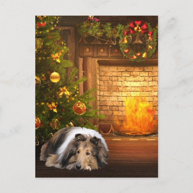 Cartes Pour Fêtes Annuelles Collie Christmas (Devant)