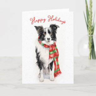 Cartes Pour Fêtes Annuelles Collie De La Frontière De Noël Dans Les Flammes De
