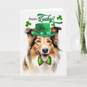 Cartes Pour Fêtes Annuelles Collie Dog Feelin' Lucky St Patrick's Day