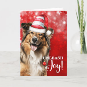 Cartes Pour Fêtes Annuelles Collie Dog Unleash Joy Christmas