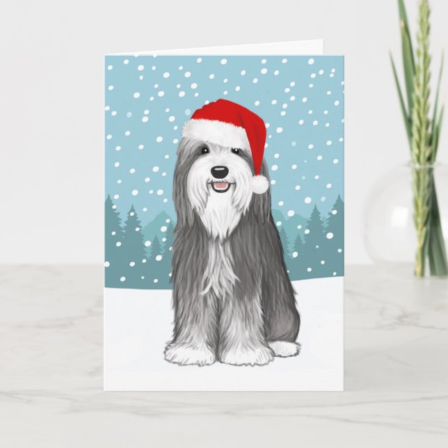 Cartes Pour Fêtes Annuelles Collie Portée Mignonne Chien Noël Personnalisé (Devant)