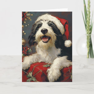 Cartes Pour Fêtes Annuelles Collie vintage personnalisé Noël