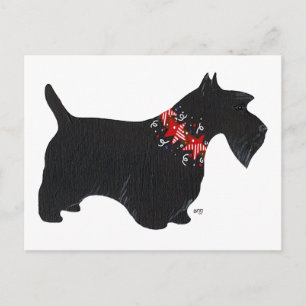 Cartes Pour Fêtes Annuelles Collier de vacances pour Terrier Écossais Noir