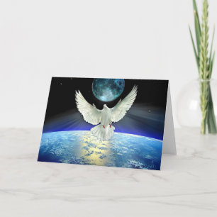 Cartes Pour Fêtes Annuelles Colombe de paix au-dessus de la terre de planète