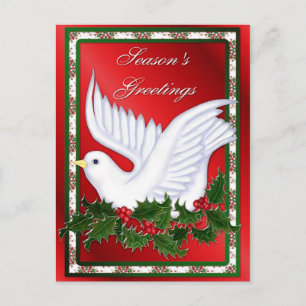 Cartes Pour Fêtes Annuelles Colombe et houx