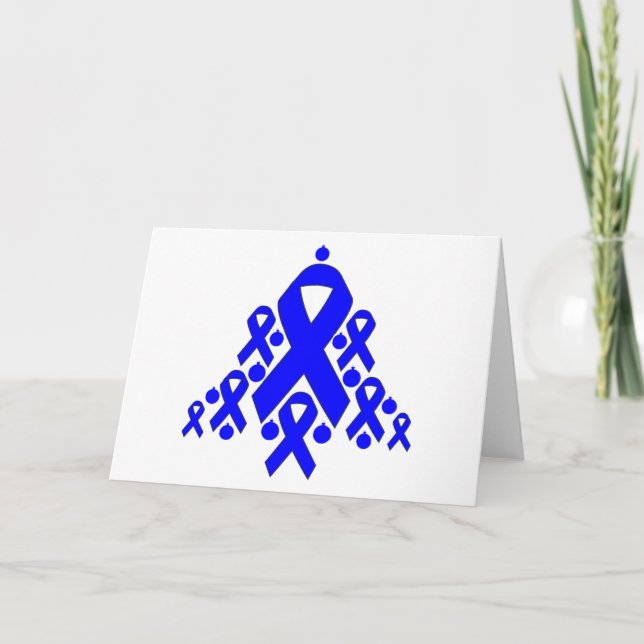 Cartes Pour Fêtes Annuelles Colon Cancer Arbre à ruban de Noël (Devant)