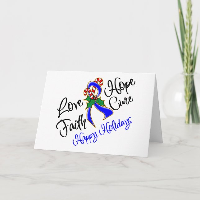 Cartes Pour Fêtes Annuelles Colon Cancer Hope Love Cure Happy Holidays (Devant)