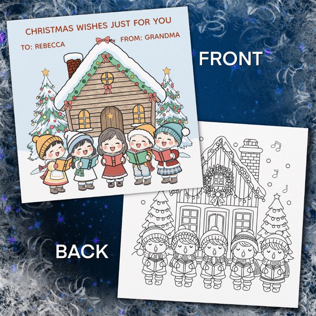 Cartes Pour Fêtes Annuelles Color Me Christmas Card with Carolers (Créateur téléchargé)