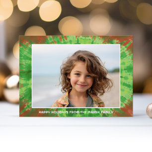 Cartes Pour Fêtes Annuelles Colorant rouge vert Tie avec photo simple et salua