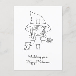 Cartes Pour Fêtes Annuelles Coloration de la sorcière et de l'Halloween de cha