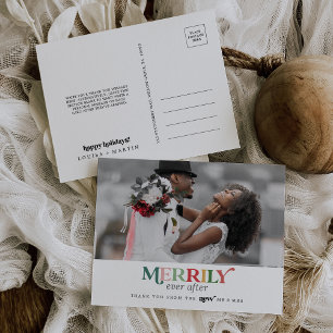 Cartes Pour Fêtes Annuelles Coloré Merrily Jamais Après Merci nouvellement mar