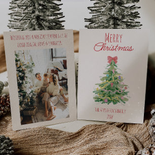 Cartes Pour Fêtes Annuelles Coloré rétro Quirky Rouge Vert Noël Bow Tree