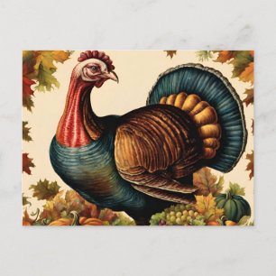 Cartes Pour Fêtes Annuelles Coloré Vintage Thanksgiving Turquie