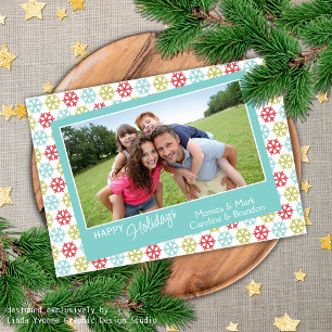 Cartes Pour Fêtes Annuelles Colorée Abstraite Snowflakes Happy Holidays Season