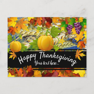 Cartes Pour Fêtes Annuelles Colorée Automne Laisser Votre Texte Thanksgiving