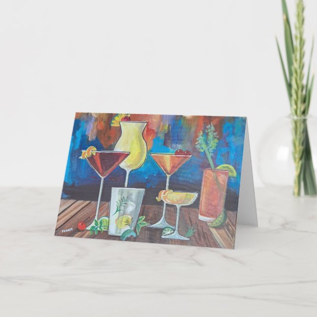 Cartes Pour Fêtes Annuelles Colorful Cocktails Greeting Card (Devant)