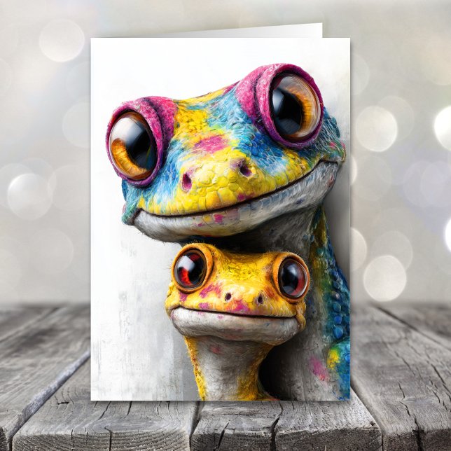 Cartes Pour Fêtes Annuelles Colorful Geckos Father's Day (Créateur téléchargé)