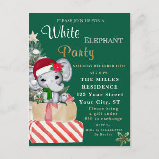 Cartes Pour Fêtes Annuelles Colorful White Elephant Christmas Holiday Party 