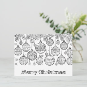 Cartes Pour Fêtes Annuelles Coloriage de boules et décorations de Noël mignon
