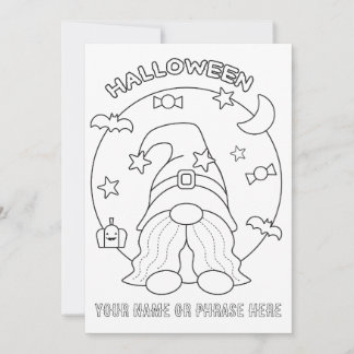 Cartes Pour Fêtes Annuelles Coloriez votre propre gnome d'Halloween avec la Lu