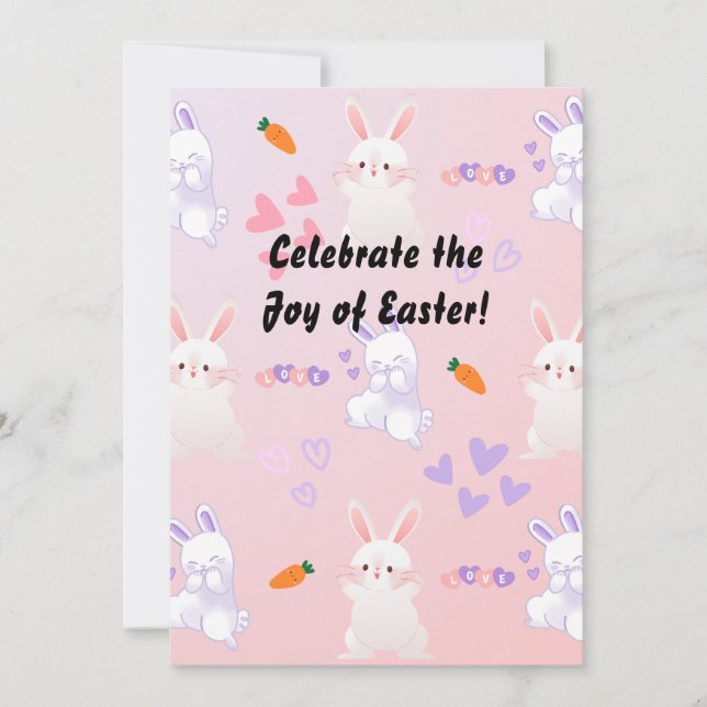 Cartes Pour Fêtes Annuelles colosse bleu rose lapin mignon Pâques (Devant)