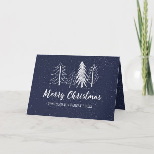 Cartes Pour Fêtes Annuelles Colour Editable Chalk Arbres neigeux non photo