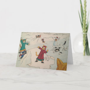 Cartes Pour Fêtes Annuelles Combat de snowball
