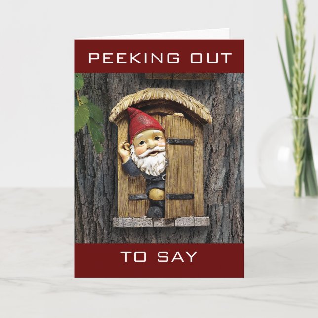 CARTES POUR FÊTES ANNUELLES "COMEDIC GNOME DIT À LA MAISON POUR LES VACANCES" (Devant)