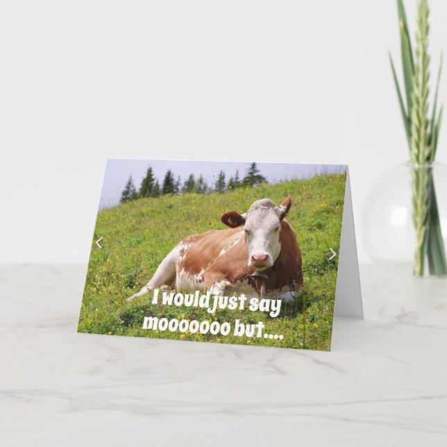 CARTES POUR FÊTES ANNUELLES **COMICAL CHRISTMAS COW** GOTTA DIRE HEUREUX VACAN (Devant)