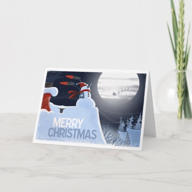 Cartes Pour Fêtes Annuelles Commande de vol de bonhomme de neige (Devant)