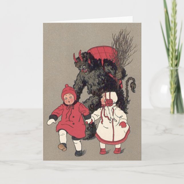 Cartes Pour Fêtes Annuelles Commutateur Krampus Chasse Enfants (Devant)