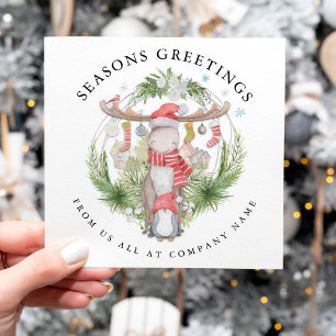 Cartes Pour Fêtes Annuelles Compagnie de Penguin Reindeer Humoristique Noël