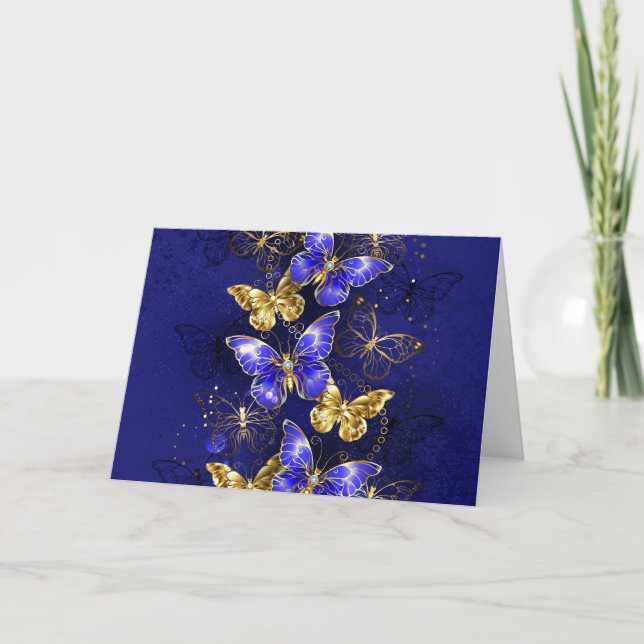 Cartes Pour Fêtes Annuelles Composition avec papillons Sapphire (Devant)