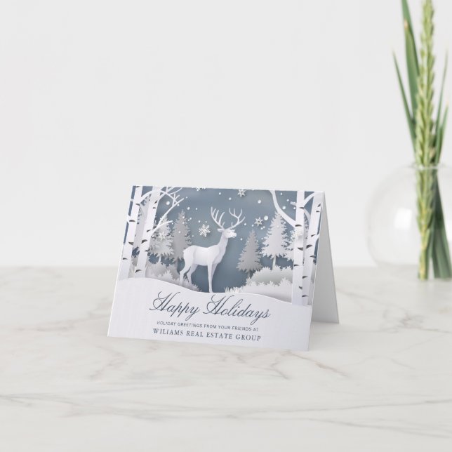 Cartes Pour Fêtes Annuelles Composition de Noël coupée en papier Salaire d'ent (Devant)