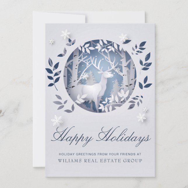 Cartes Pour Fêtes Annuelles Composition de Noël coupée en papier Salaire d'ent (Devant)