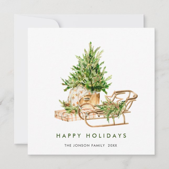 Cartes Pour Fêtes Annuelles Composition élégante de l'arbre de Noël de Bohême (Devant)