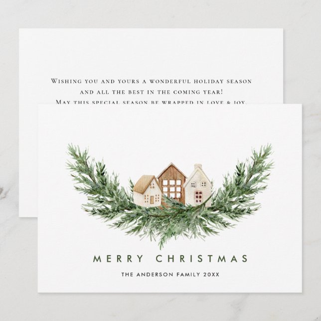 Cartes Pour Fêtes Annuelles Composition minimaliste neutre de Noël de Boho (Devant / Derrière)